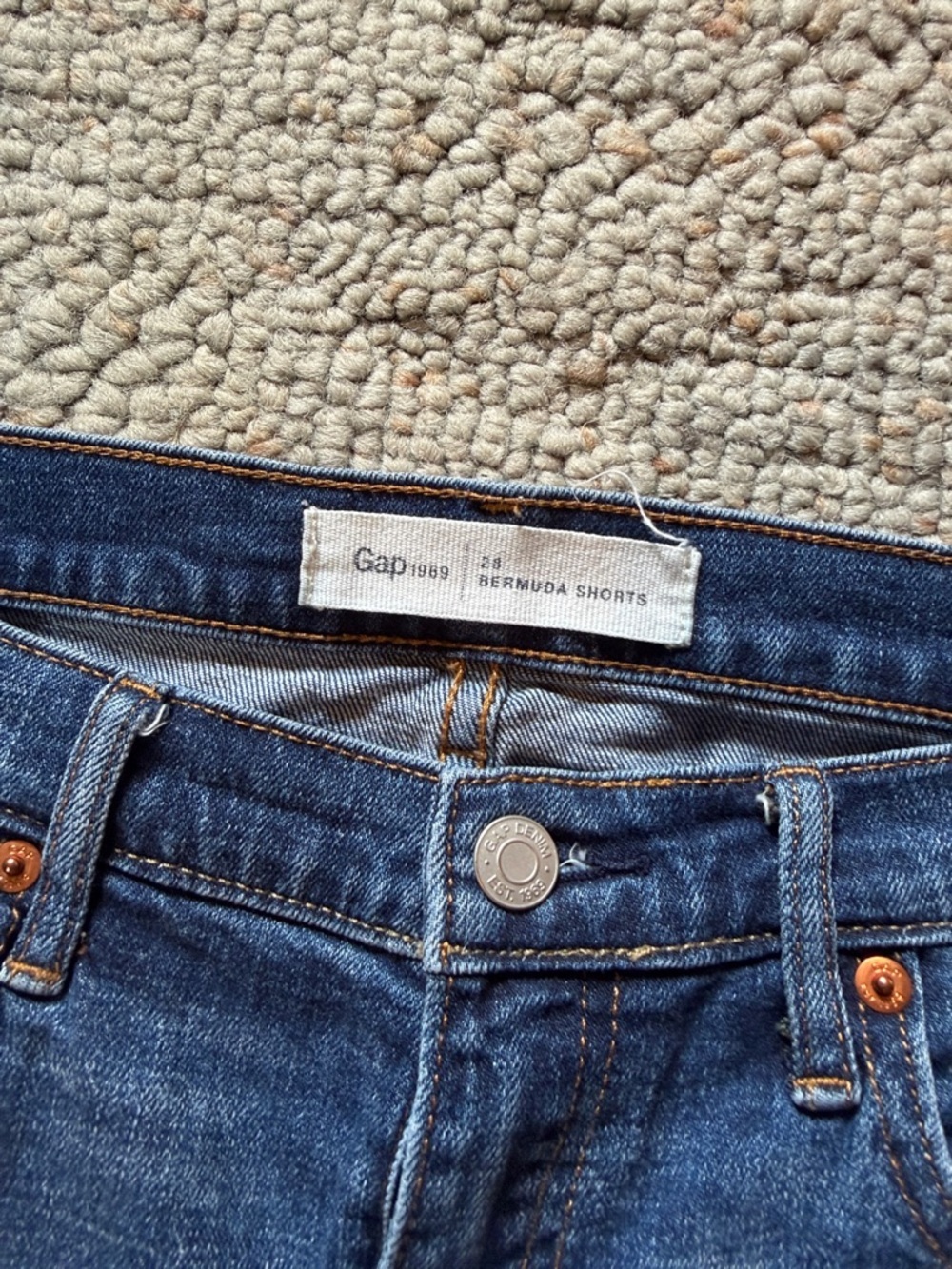 GAP Denim Roll-Cuff Bermuda Shorts - Dark Blue - Picture 2 of 5